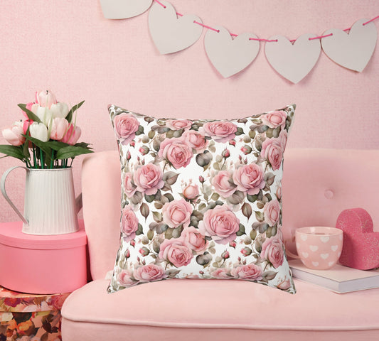 Romantic Roses Coquette Decor Spun Polyester Square Pillow - Bebe Buchi