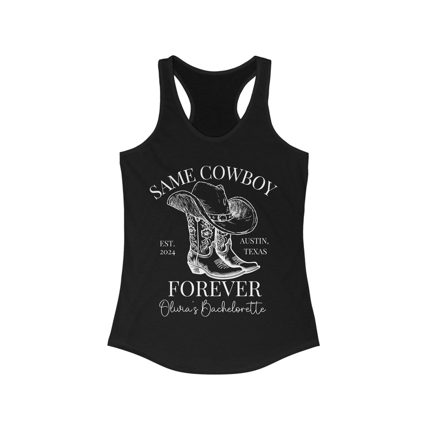 Same Cowboy Forever Bachelorette Shirt, Custom Bachelorette Racerback Tank - Bebe Buchi