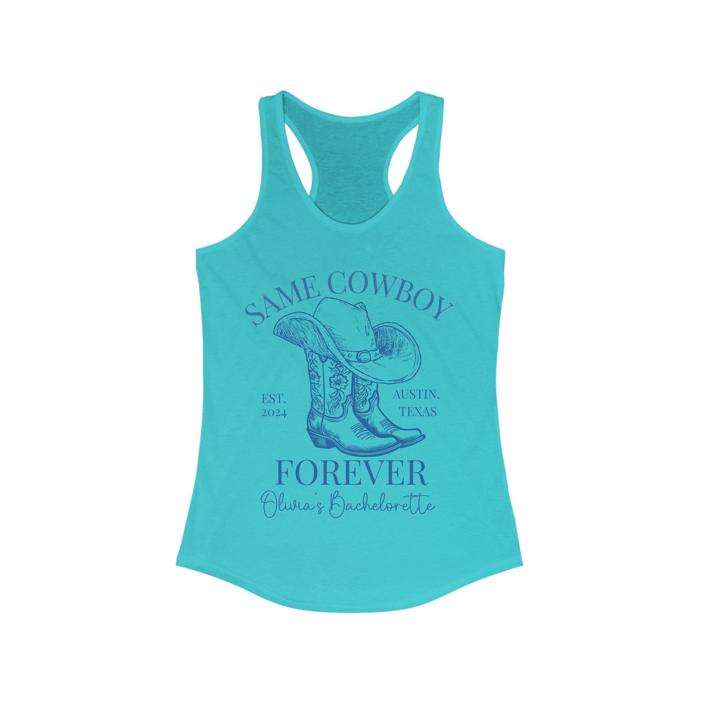 Same Cowboy Forever Bachelorette Shirt, Custom Bachelorette Racerback Tank - Bebe Buchi