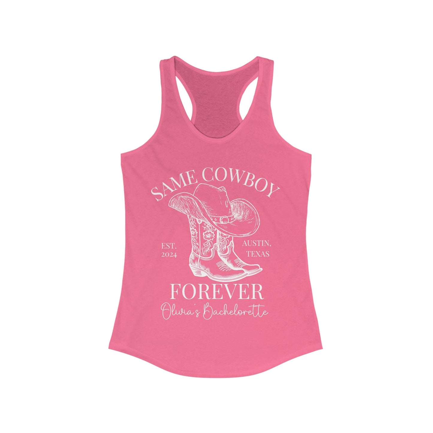 Same Cowboy Forever Bachelorette Shirt, Custom Bachelorette Racerback Tank - Bebe Buchi