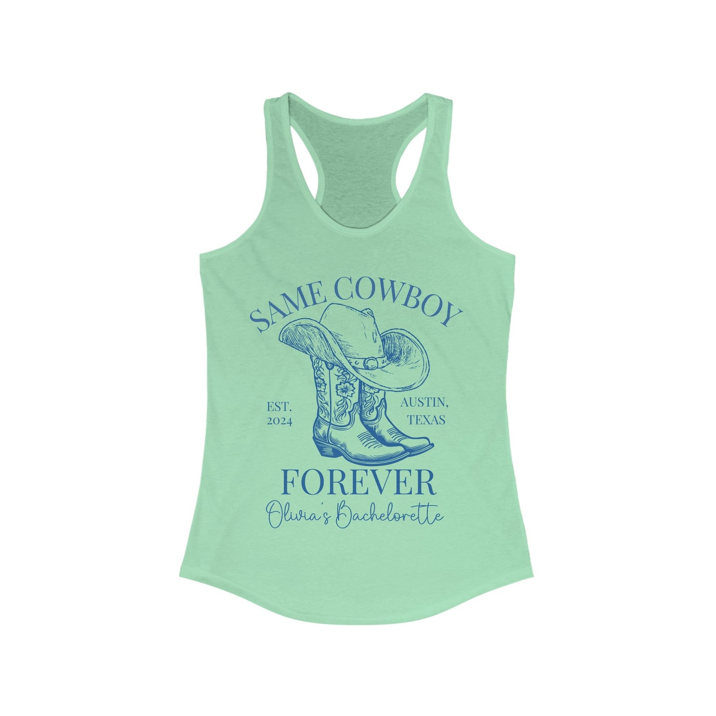 Same Cowboy Forever Bachelorette Shirt, Custom Bachelorette Racerback Tank - Bebe Buchi