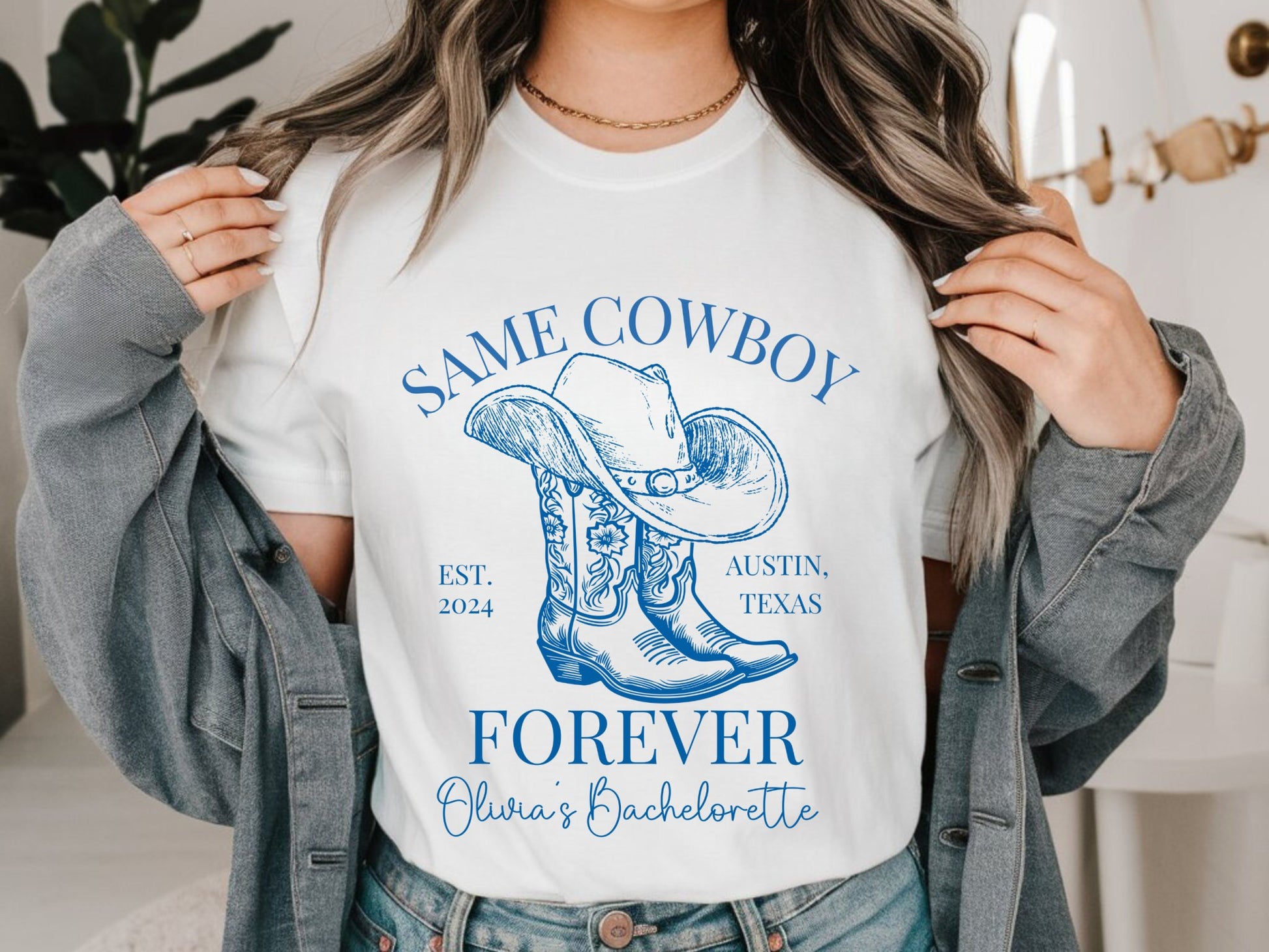 Same Cowboy Forever Bachelorette Shirt, Custom Western T - Shirt - Bebe Buchi