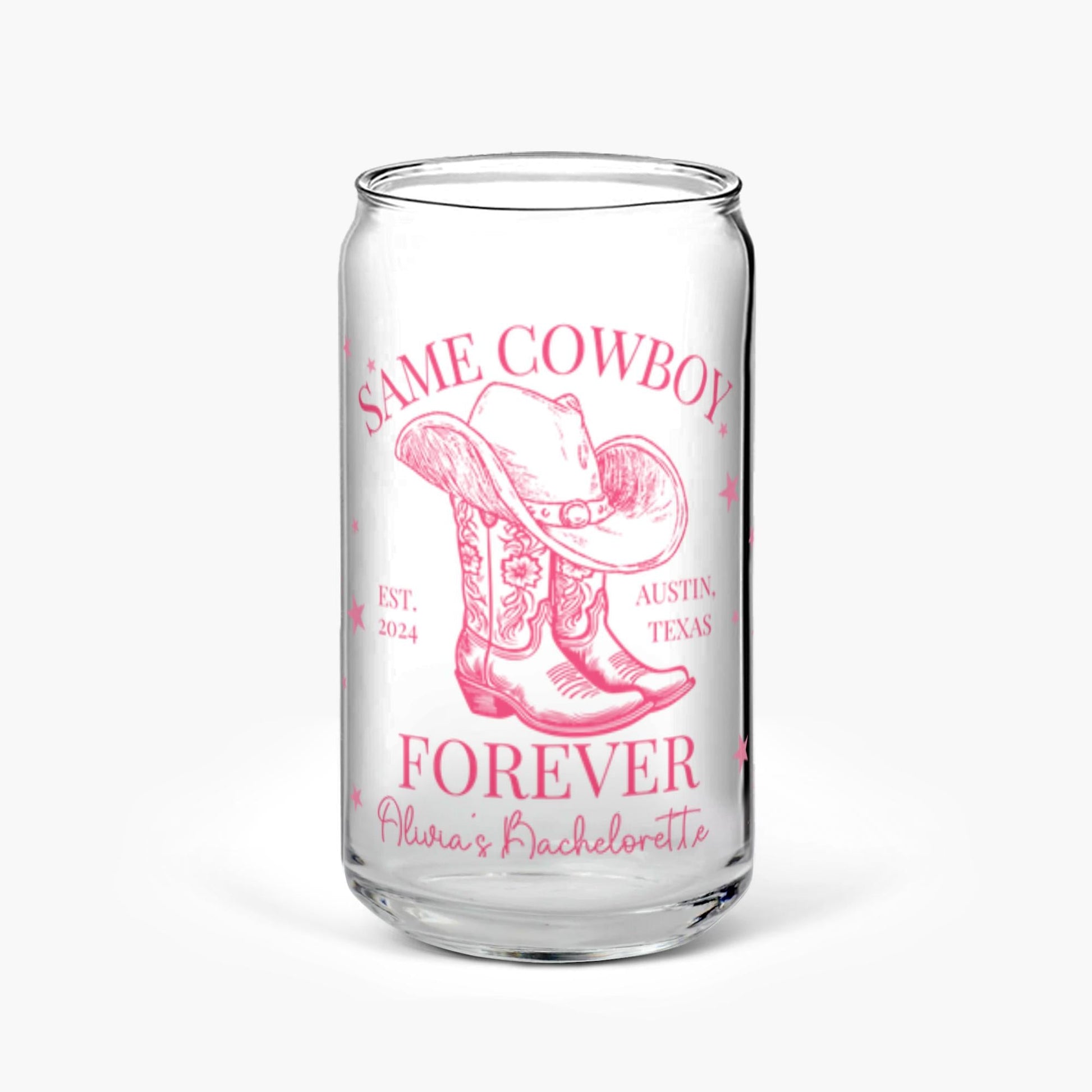 Same Cowboy Forever Soda Can Glasses for Bachelorette - Bebe Buchi