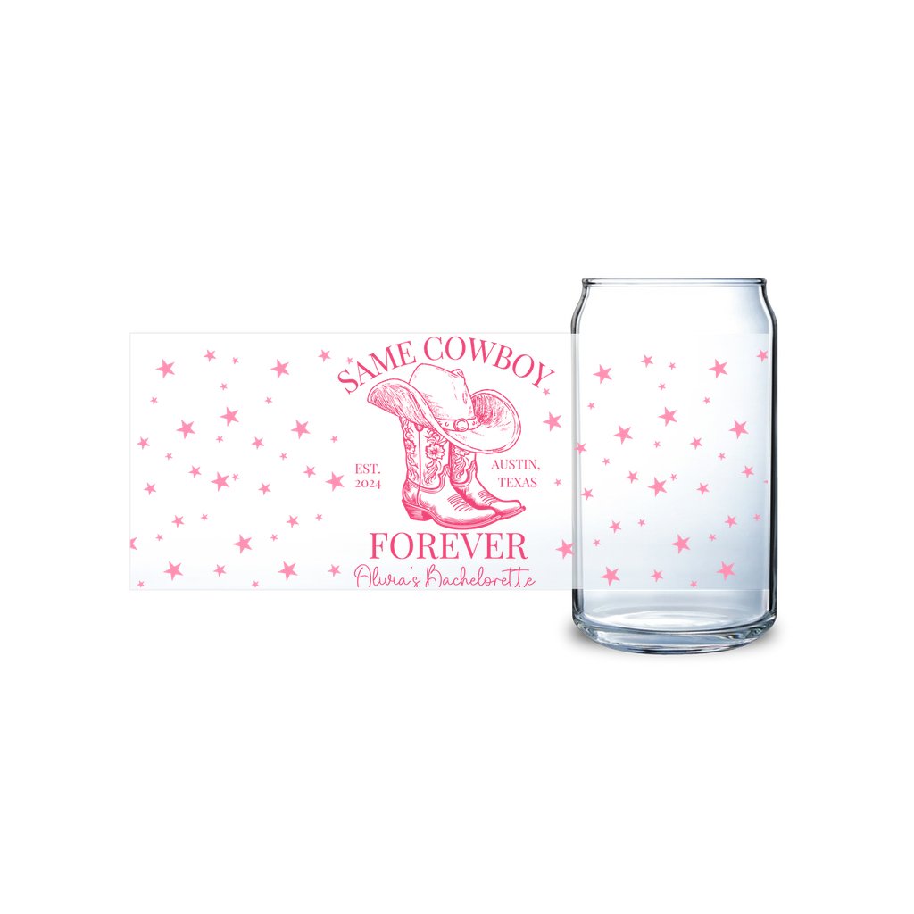 Same Cowboy Forever Soda Can Glasses for Bachelorette - Bebe Buchi