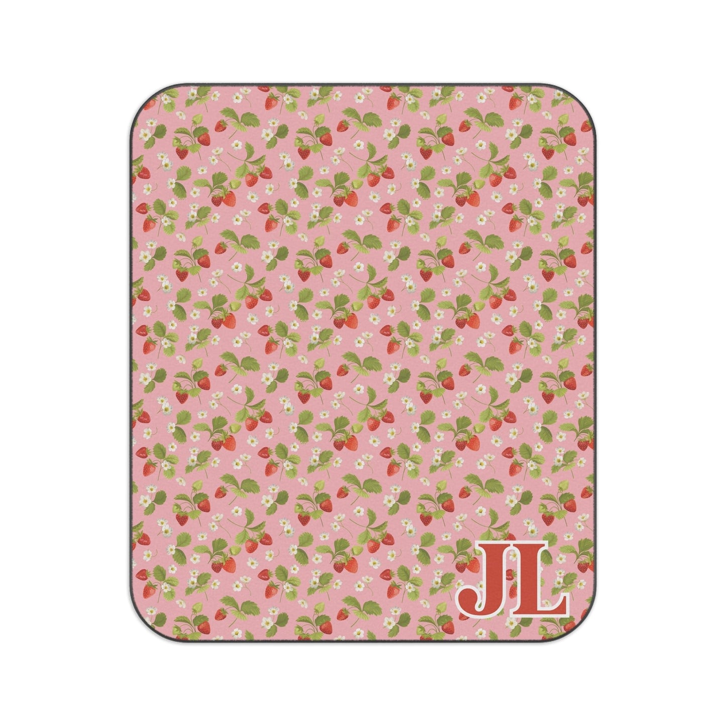 Strawberry Personalized Picnic Blanket Monogram - Bebe Buchi