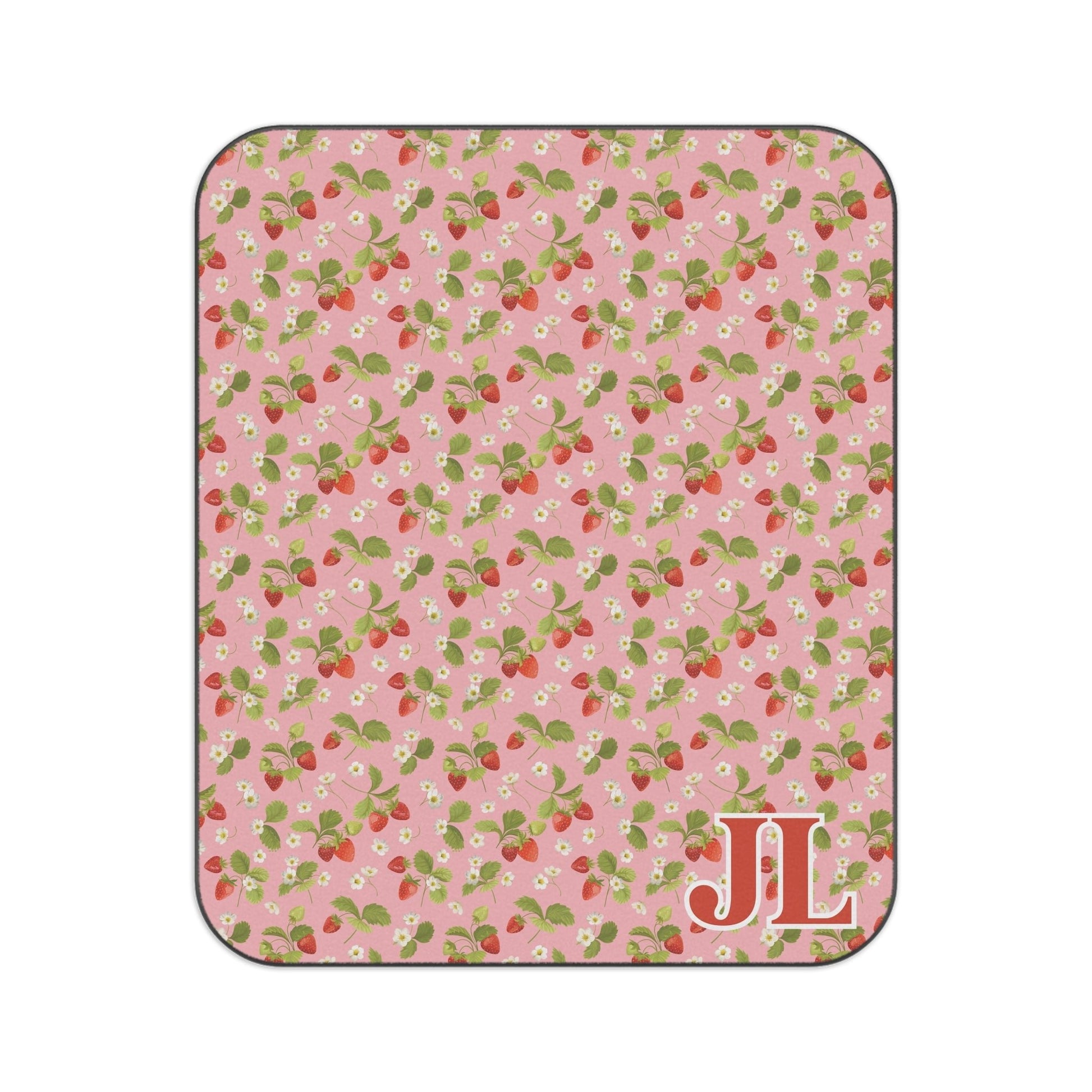 Strawberry Personalized Picnic Blanket Monogram - Bebe Buchi